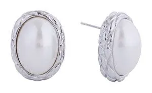 DJE311241 14K Dipped Oval Pearl Post Earrings