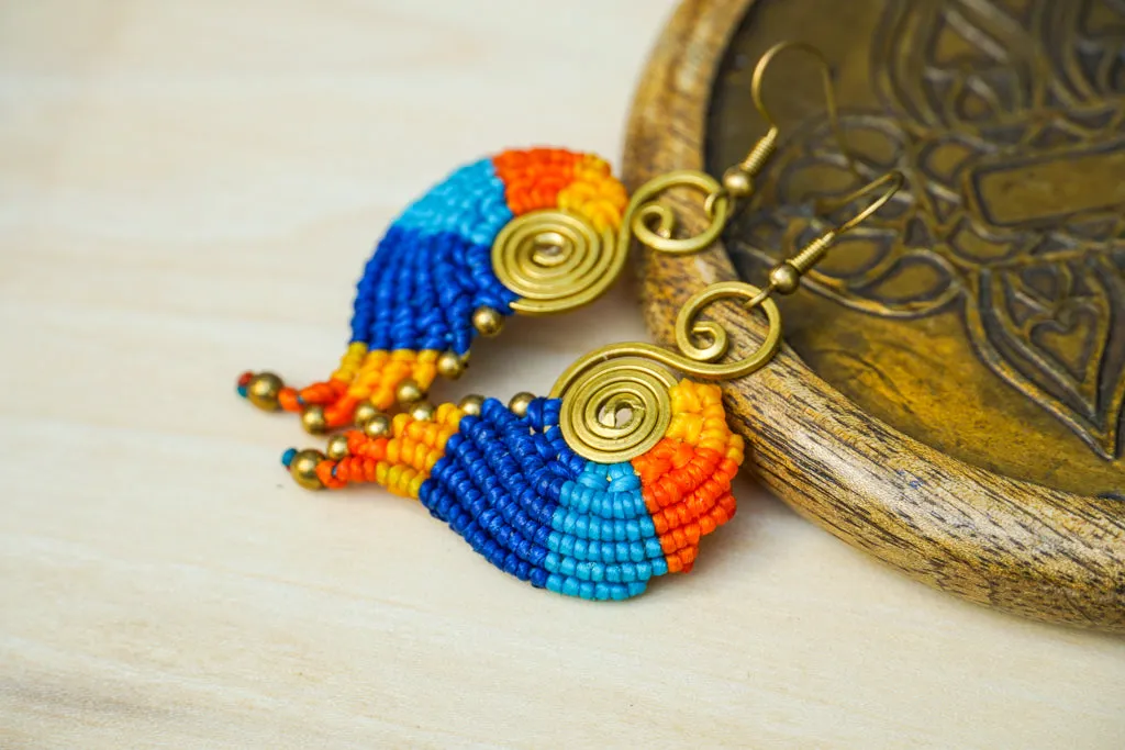 E7694- Micro Macrame Boho Earrings, Handmade Earrings, Hippie Earrings