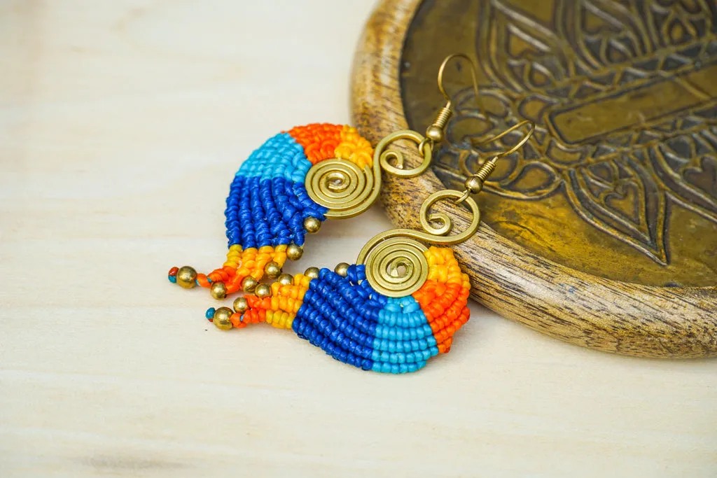 E7694- Micro Macrame Boho Earrings, Handmade Earrings, Hippie Earrings