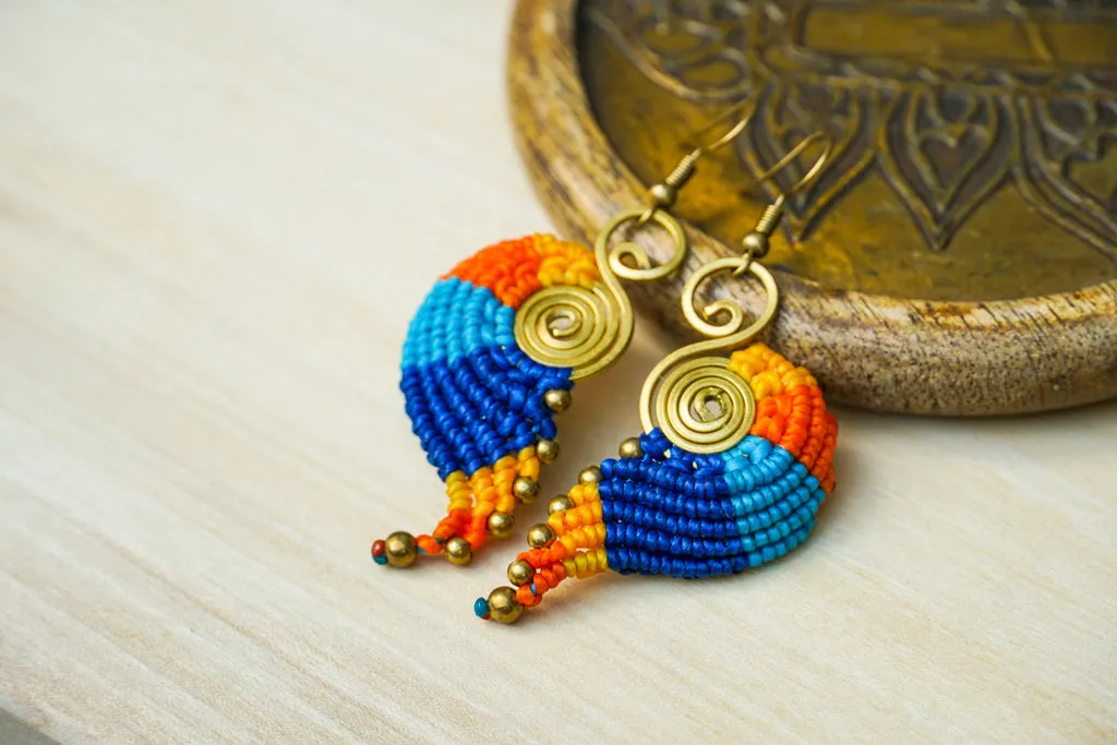 E7694- Micro Macrame Boho Earrings, Handmade Earrings, Hippie Earrings