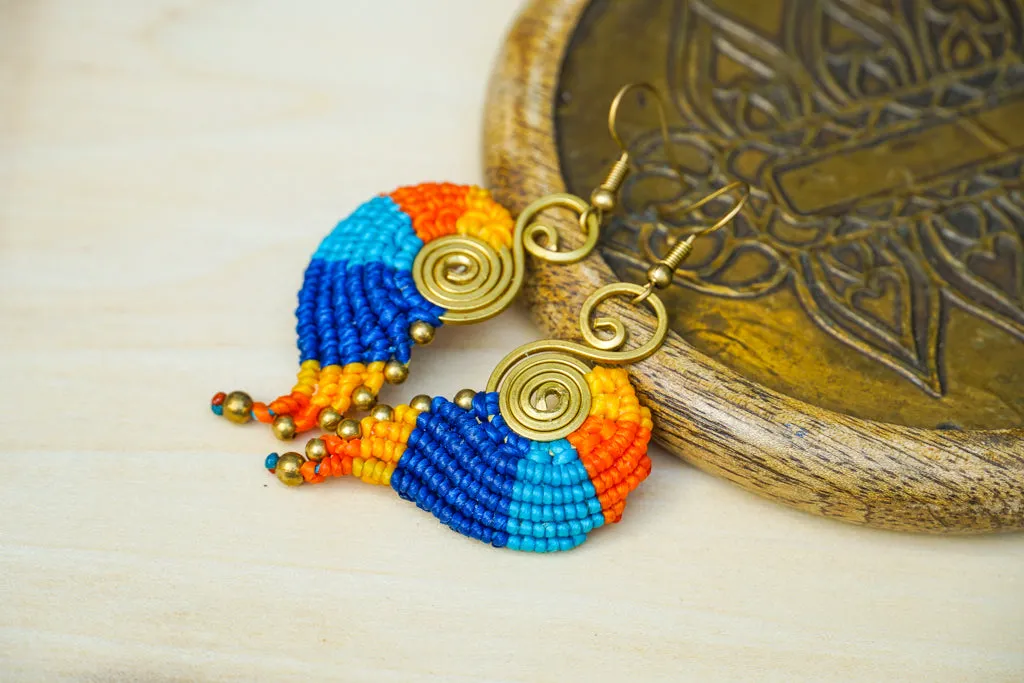 E7694- Micro Macrame Boho Earrings, Handmade Earrings, Hippie Earrings