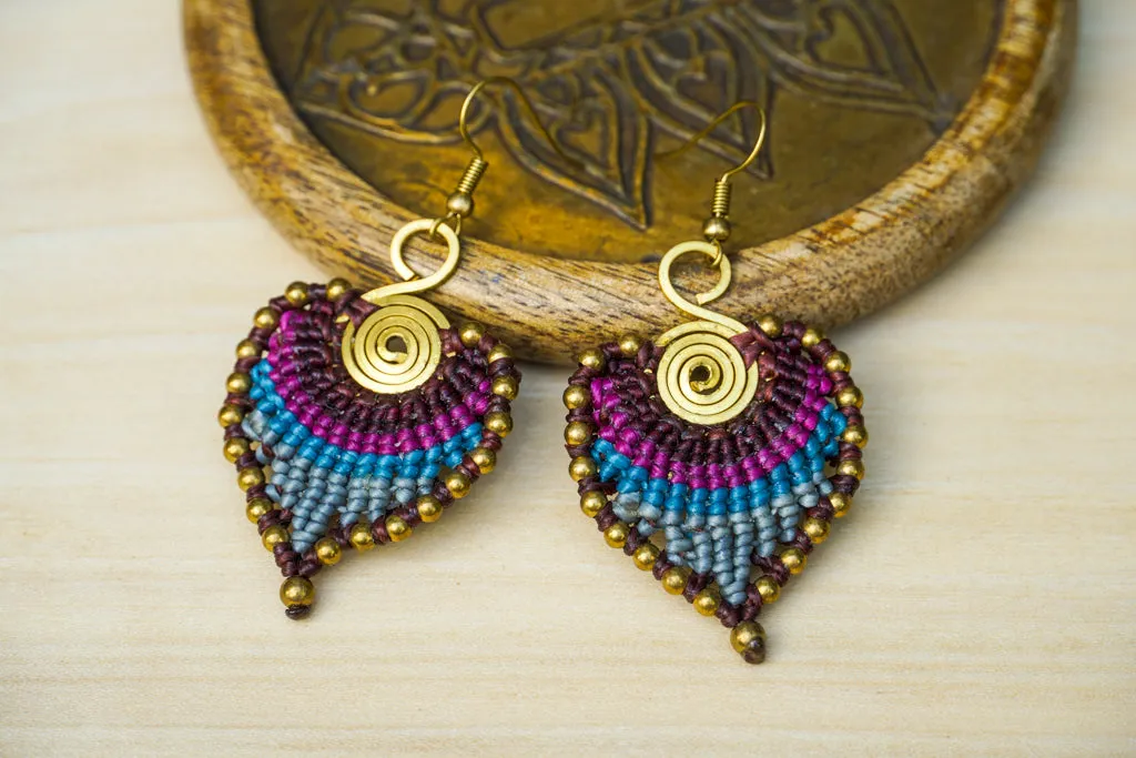 E7776- Micro Macrame Boho Earrings, Handmade Earrings, Hippie Earrings