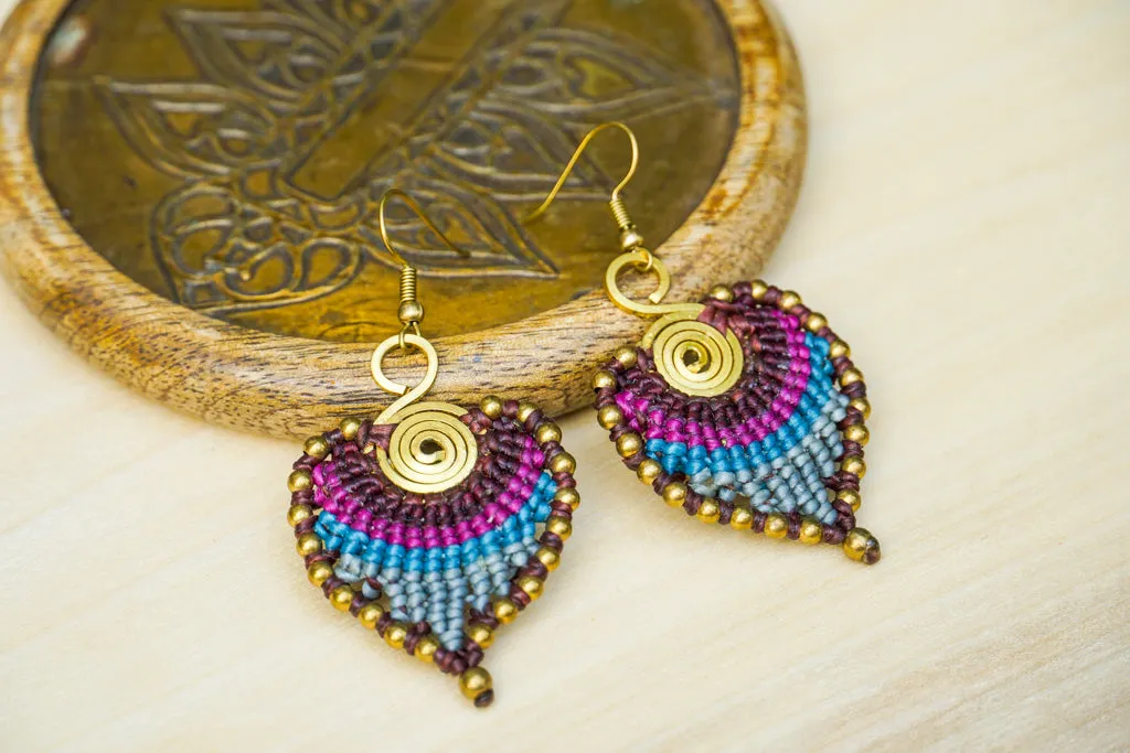 E7776- Micro Macrame Boho Earrings, Handmade Earrings, Hippie Earrings