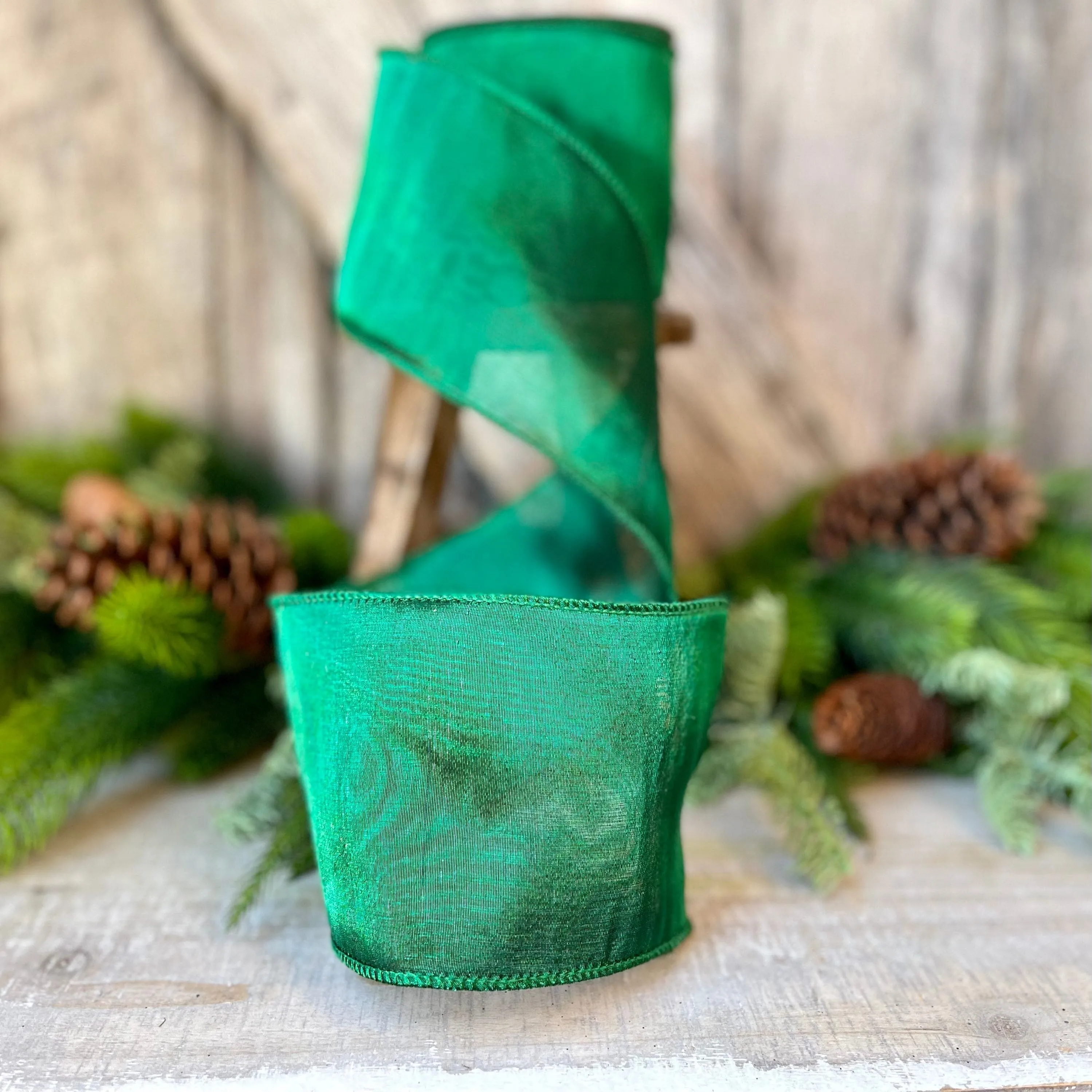 Emerald Green Double Sheer Ribbon, 4" Emerald ribbon