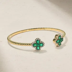 Felicity Emerald and Diamond Beaded Bangle