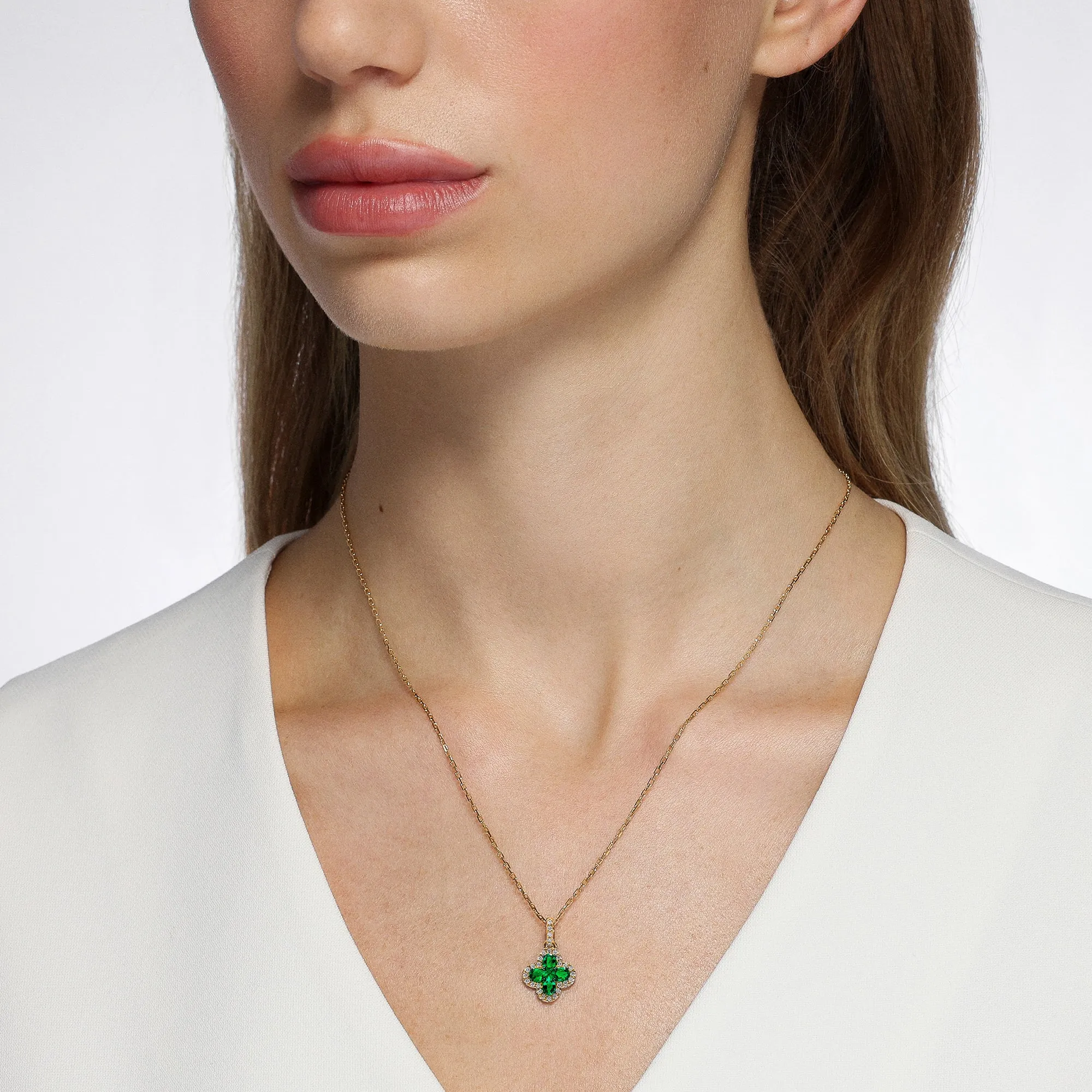 Felicity Emerald and Diamond Pendant