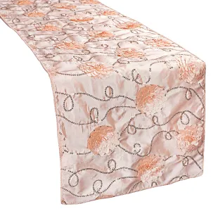 Flower on Sequin Taffeta Table Runner - Blush/Rose Gold