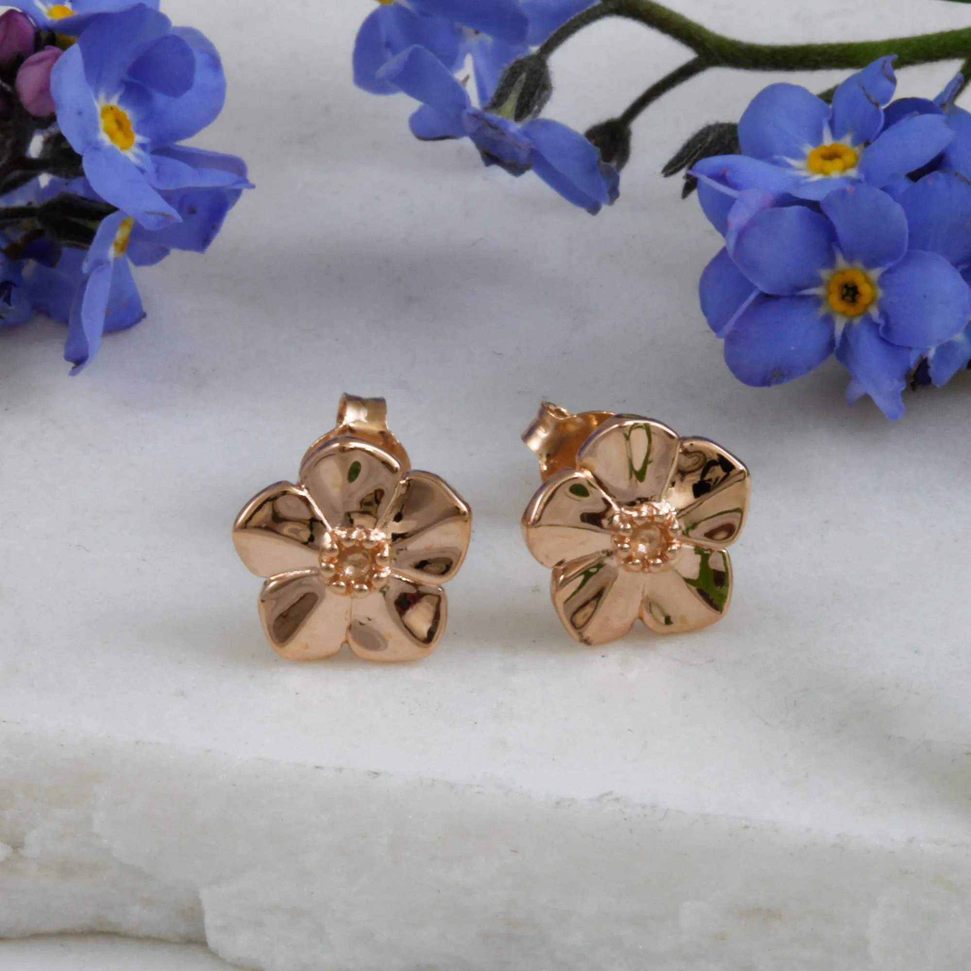 Forget-Me-Not Rose Gold Vermeil Silver Studs