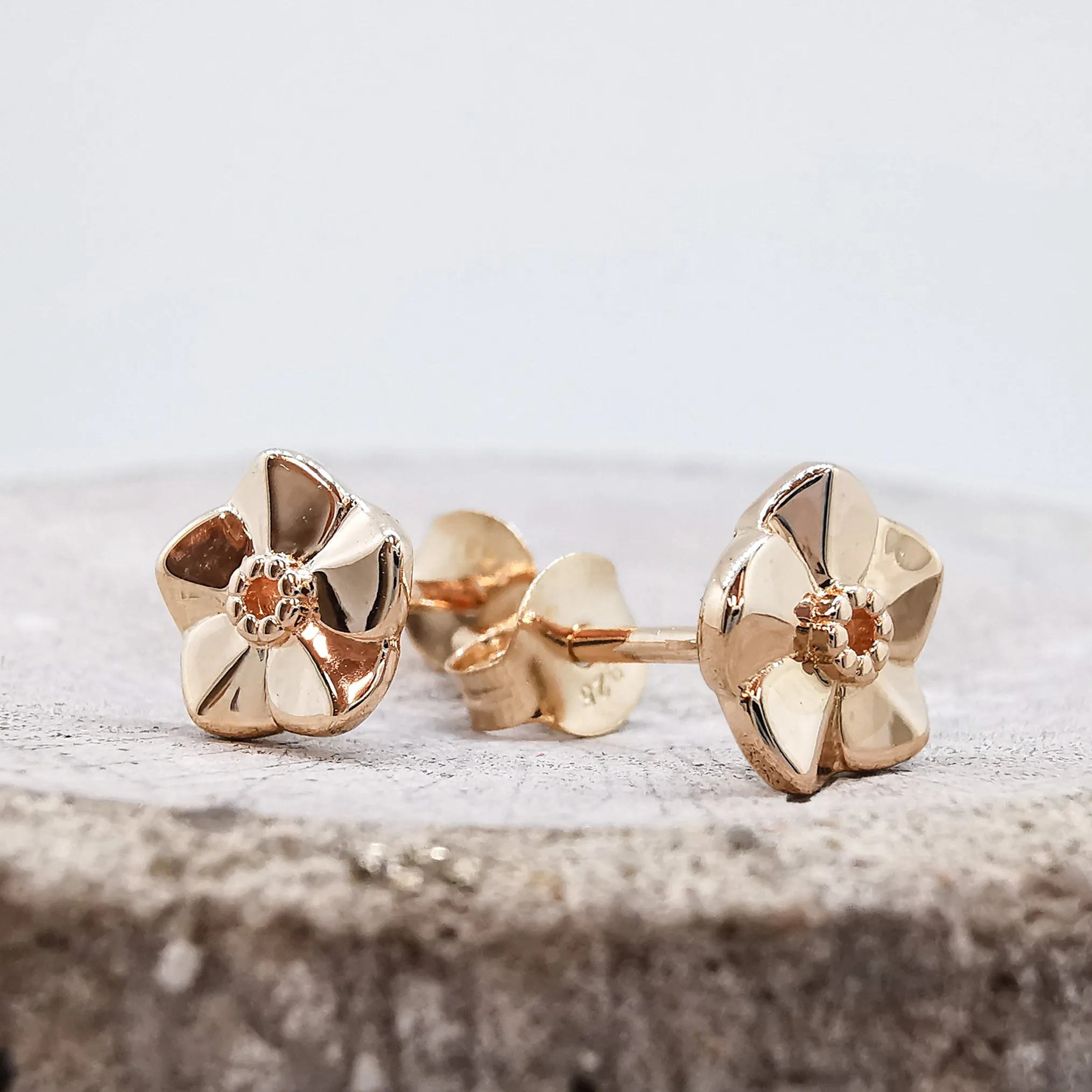 Forget-Me-Not Rose Gold Vermeil Silver Studs