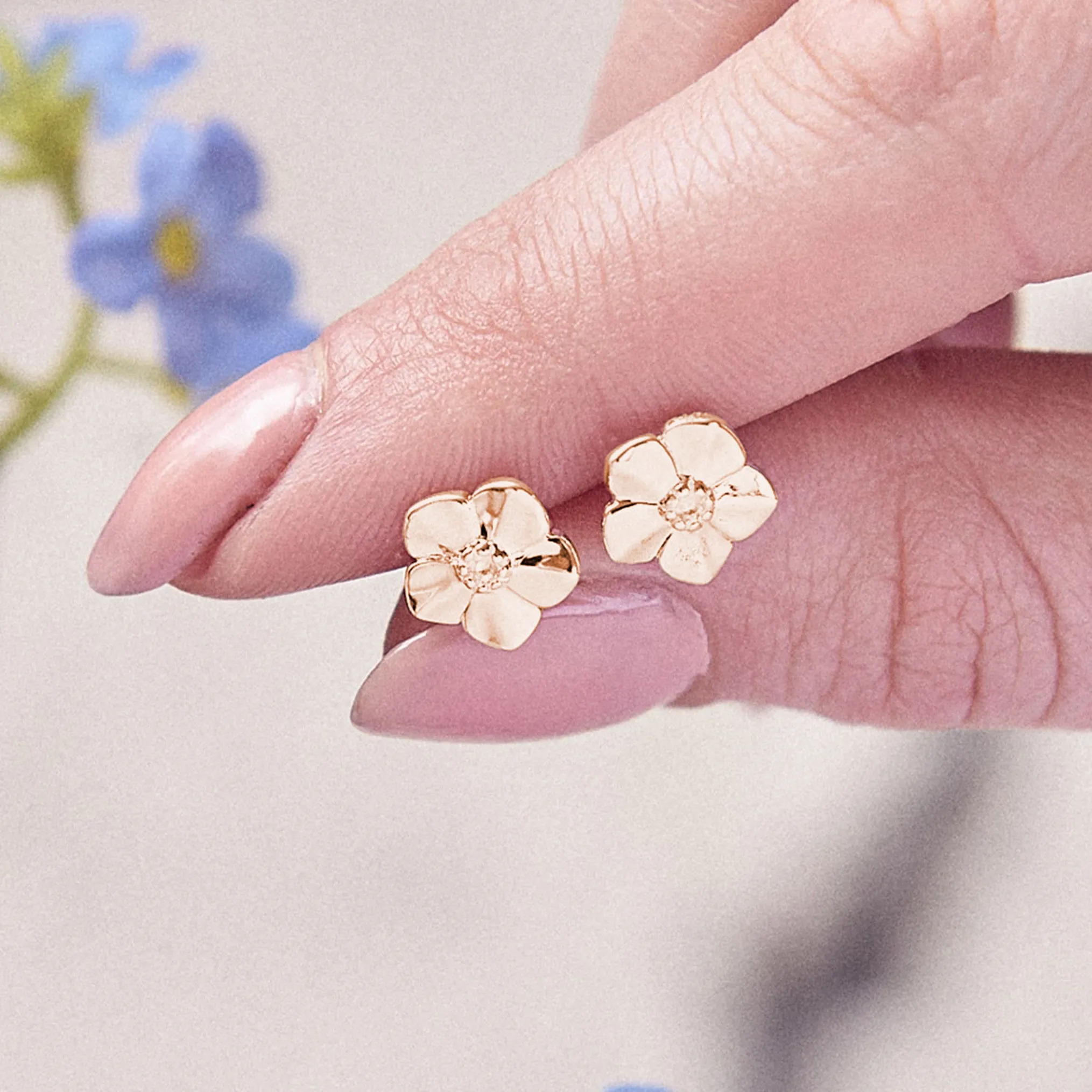 Forget-Me-Not Rose Gold Vermeil Silver Studs