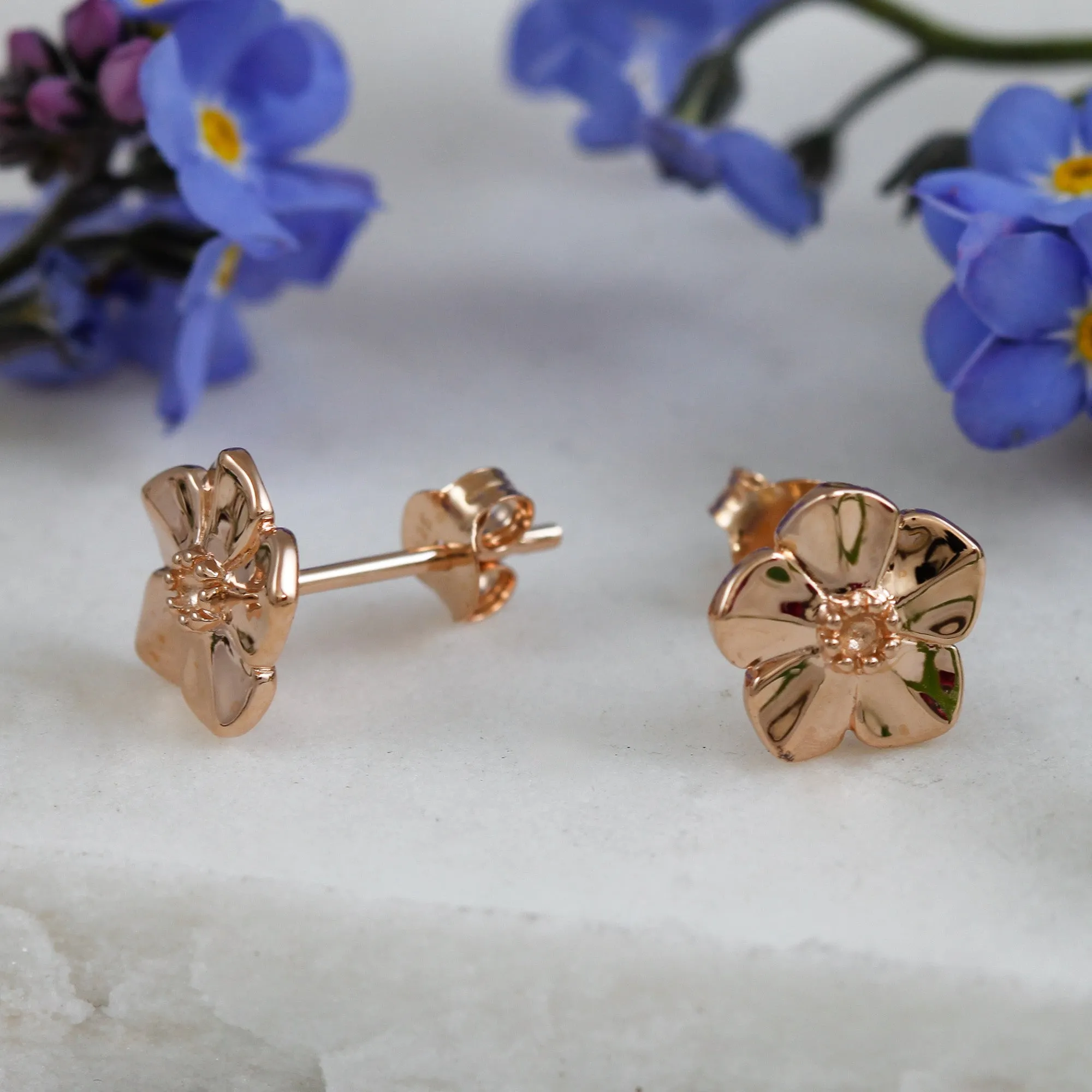 Forget-Me-Not Rose Gold Vermeil Silver Studs