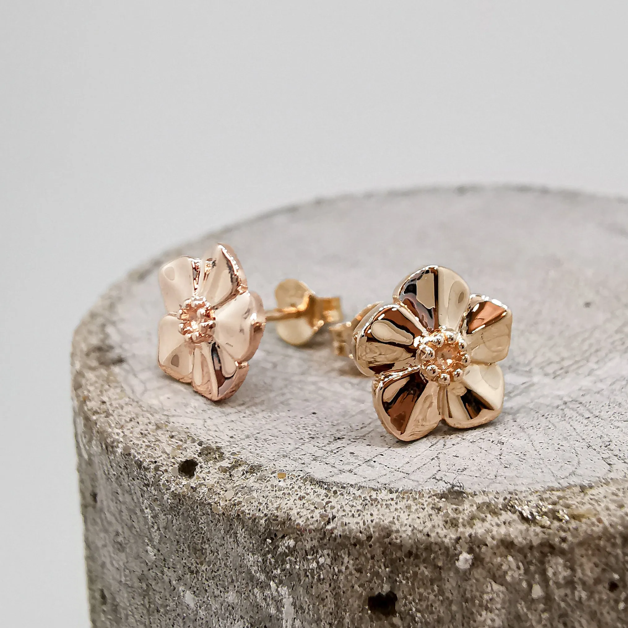 Forget-Me-Not Rose Gold Vermeil Silver Studs