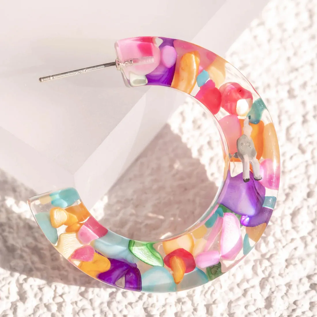 Funky Fun You Dangles - Shell Stone Hoops