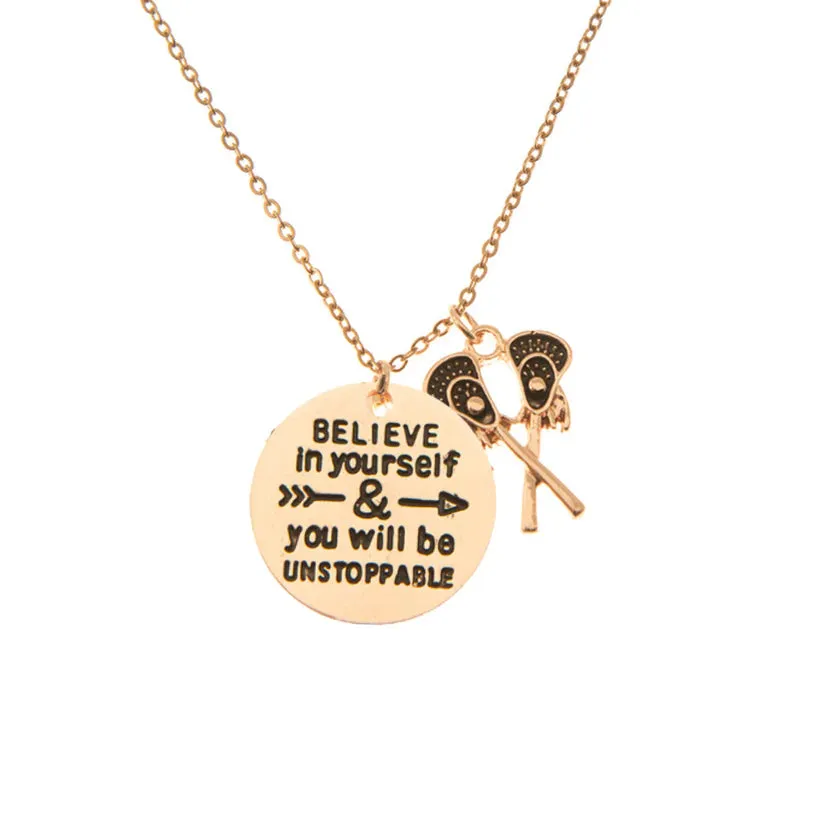 Girls Lacrosse Necklace- Believe in Yourself