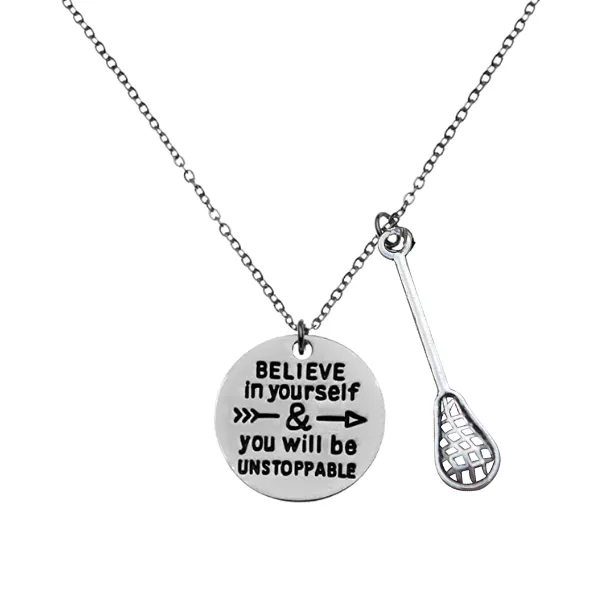 Girls Lacrosse Necklace- Believe in Yourself