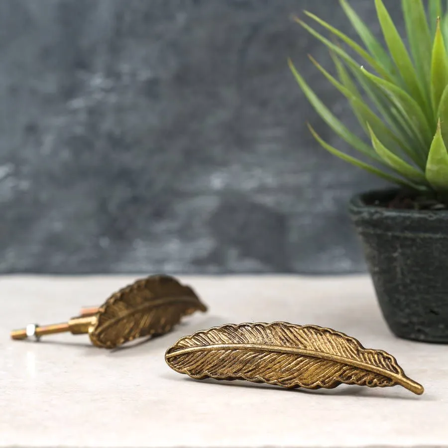 Gold Feather Drawer Handle