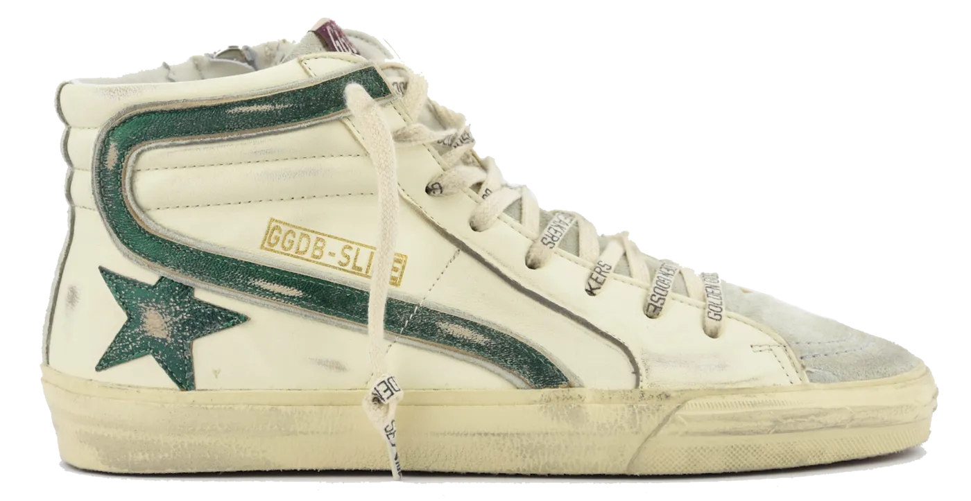 GOLDEN GOOSE SLIDE CLASSIC WHITE EMERALD