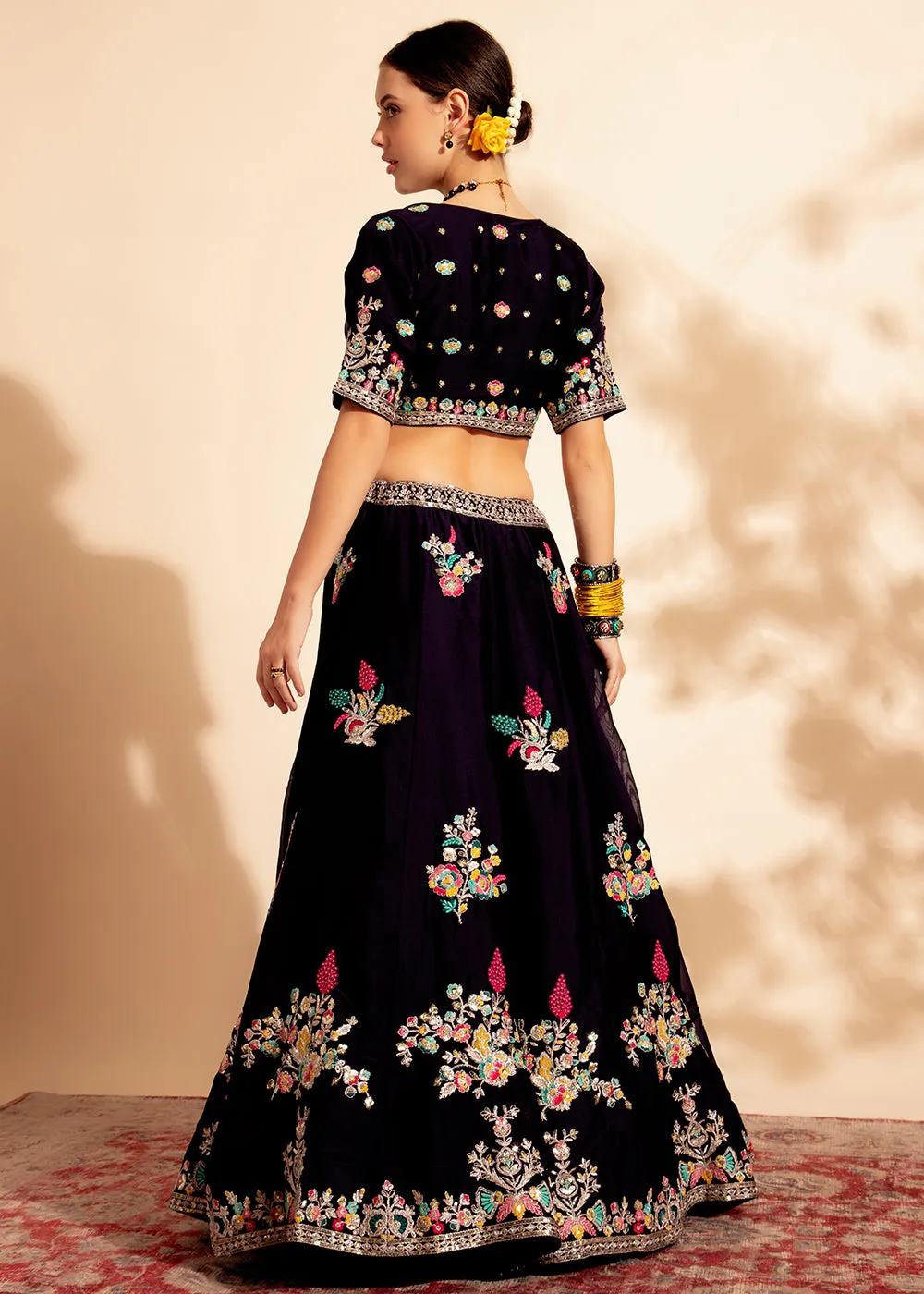 Gorgeous Purple Bridesmaid Style Wedding Lehenga Choli