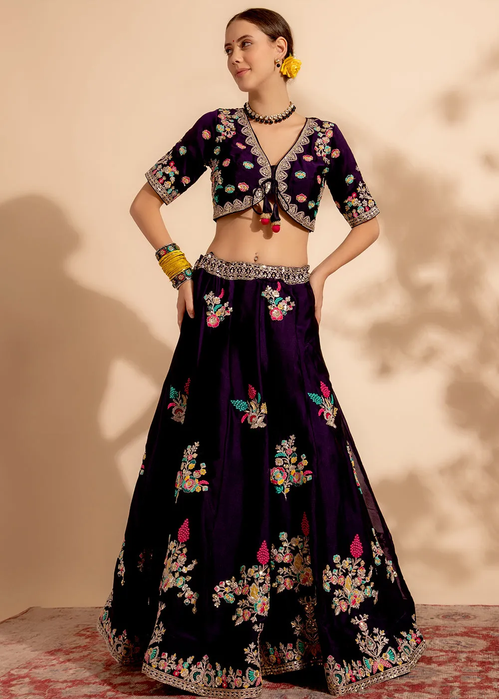 Gorgeous Purple Bridesmaid Style Wedding Lehenga Choli