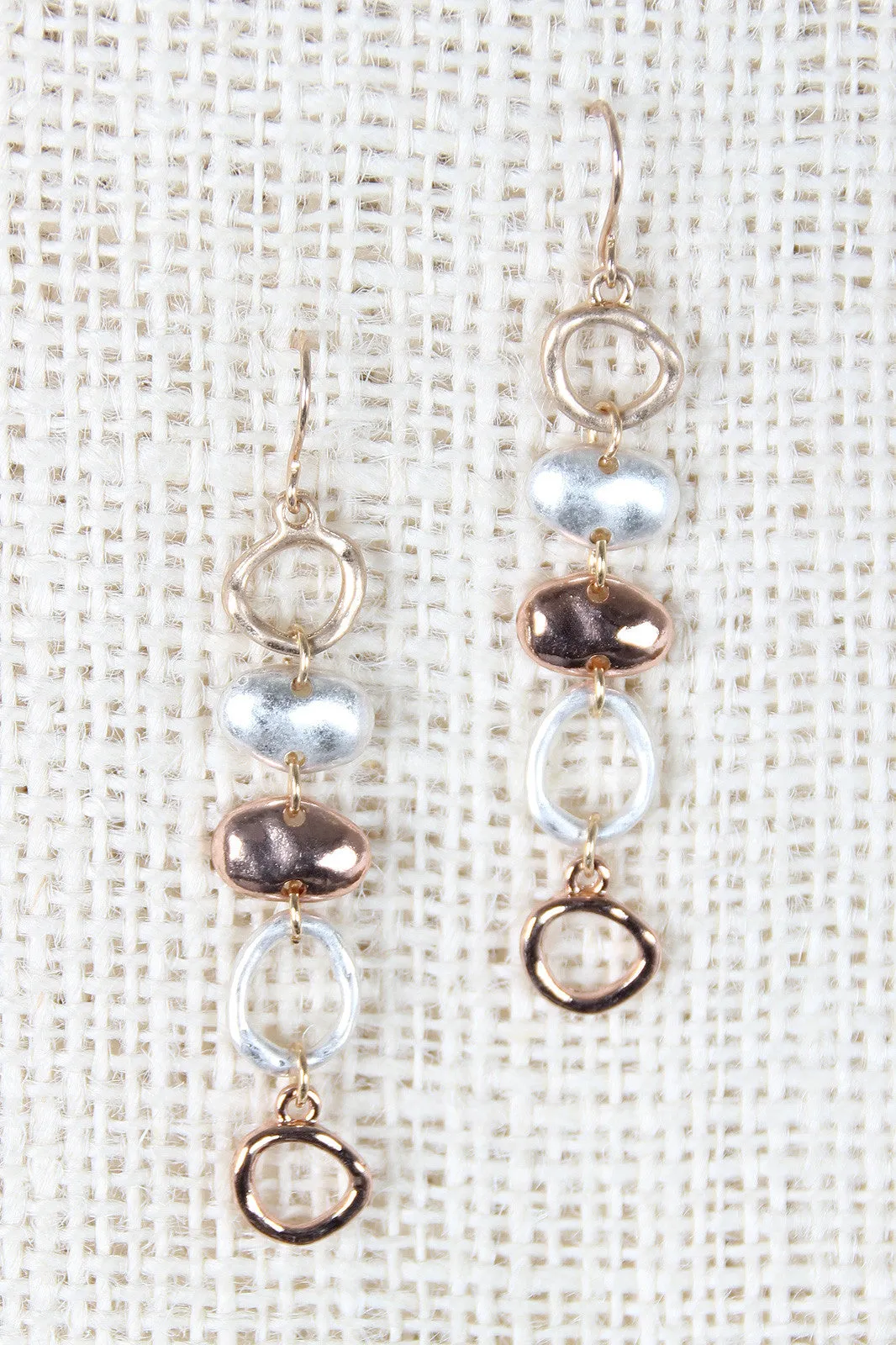 Hammered Linked Oval Drop Earring