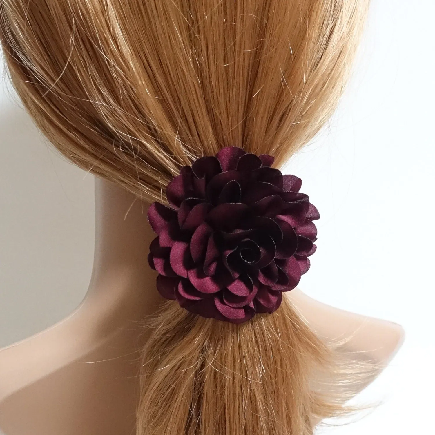 Handmade Dahlia Flower Hair Elastics Ponytail Holder Flower Hair Accessories