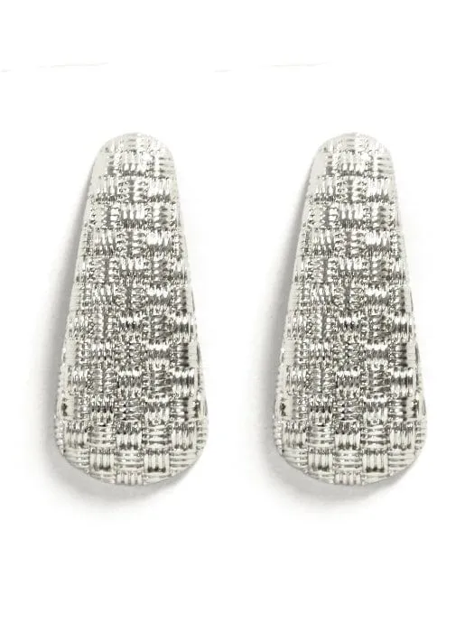 KE9024 Textured Oval Tear Drop Earrings