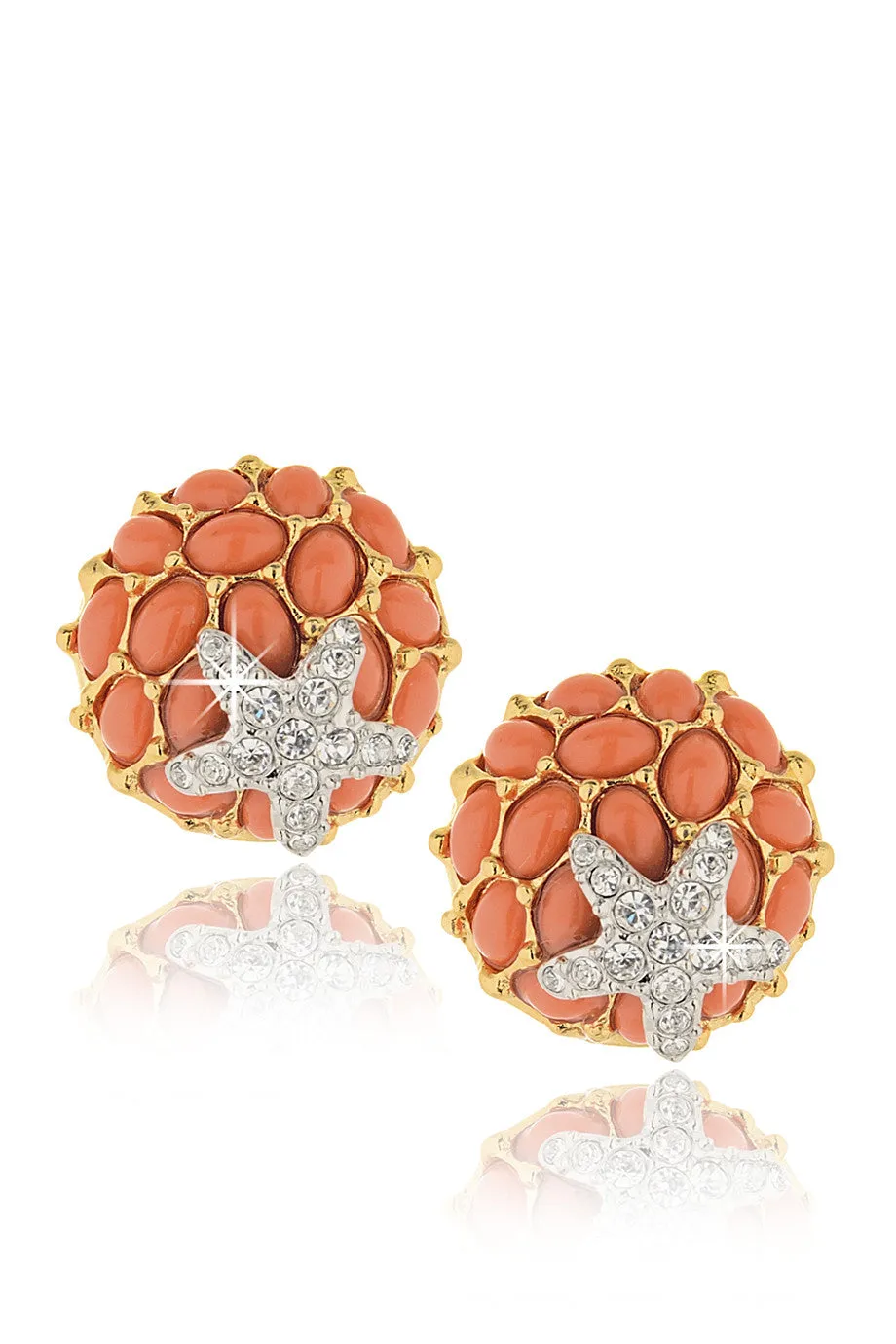 KENNETH JAY LANE BERTILLE Coral Starfish Clip Earrings