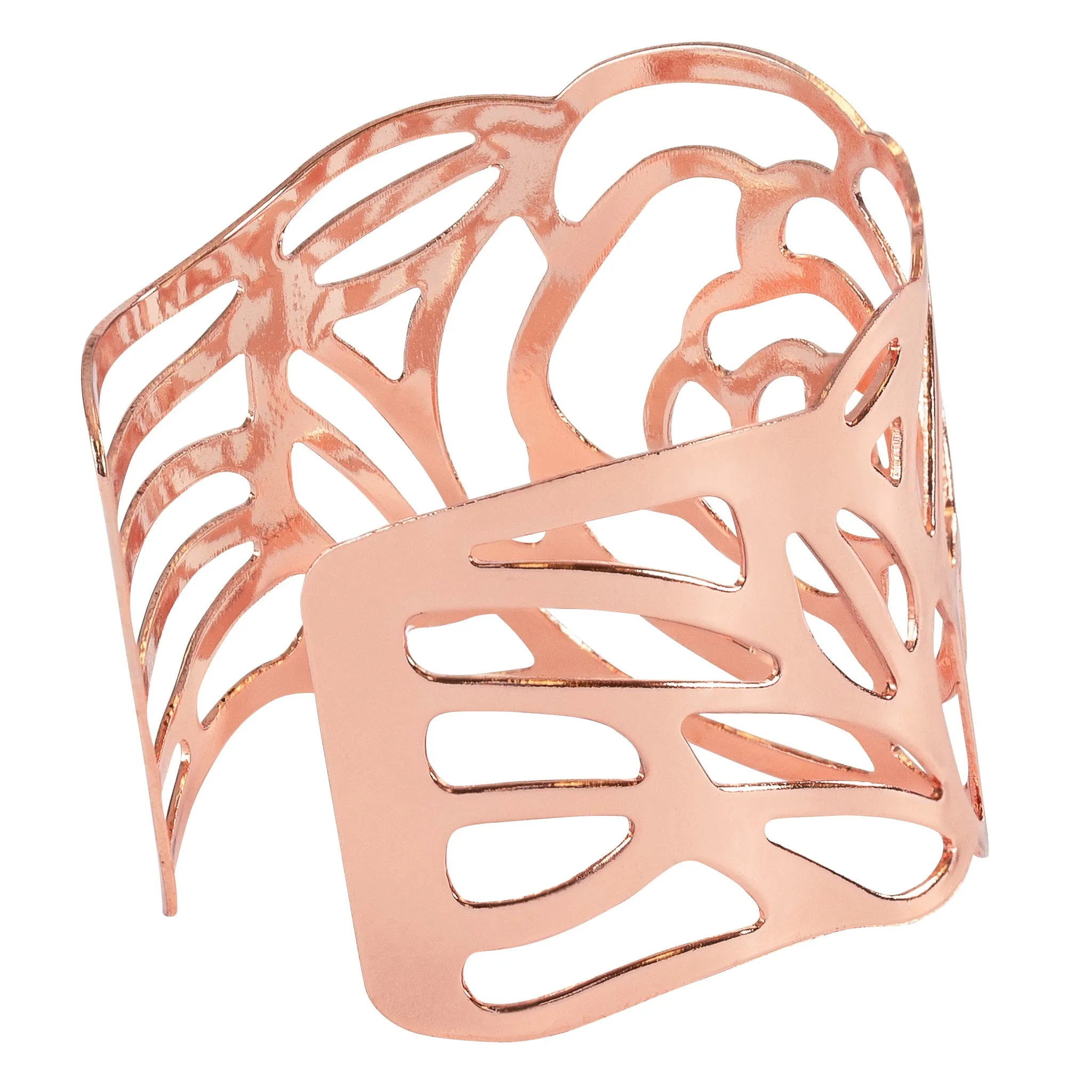 Laser Cut Rose Metal Napkin Ring - Blush/Rose Gold