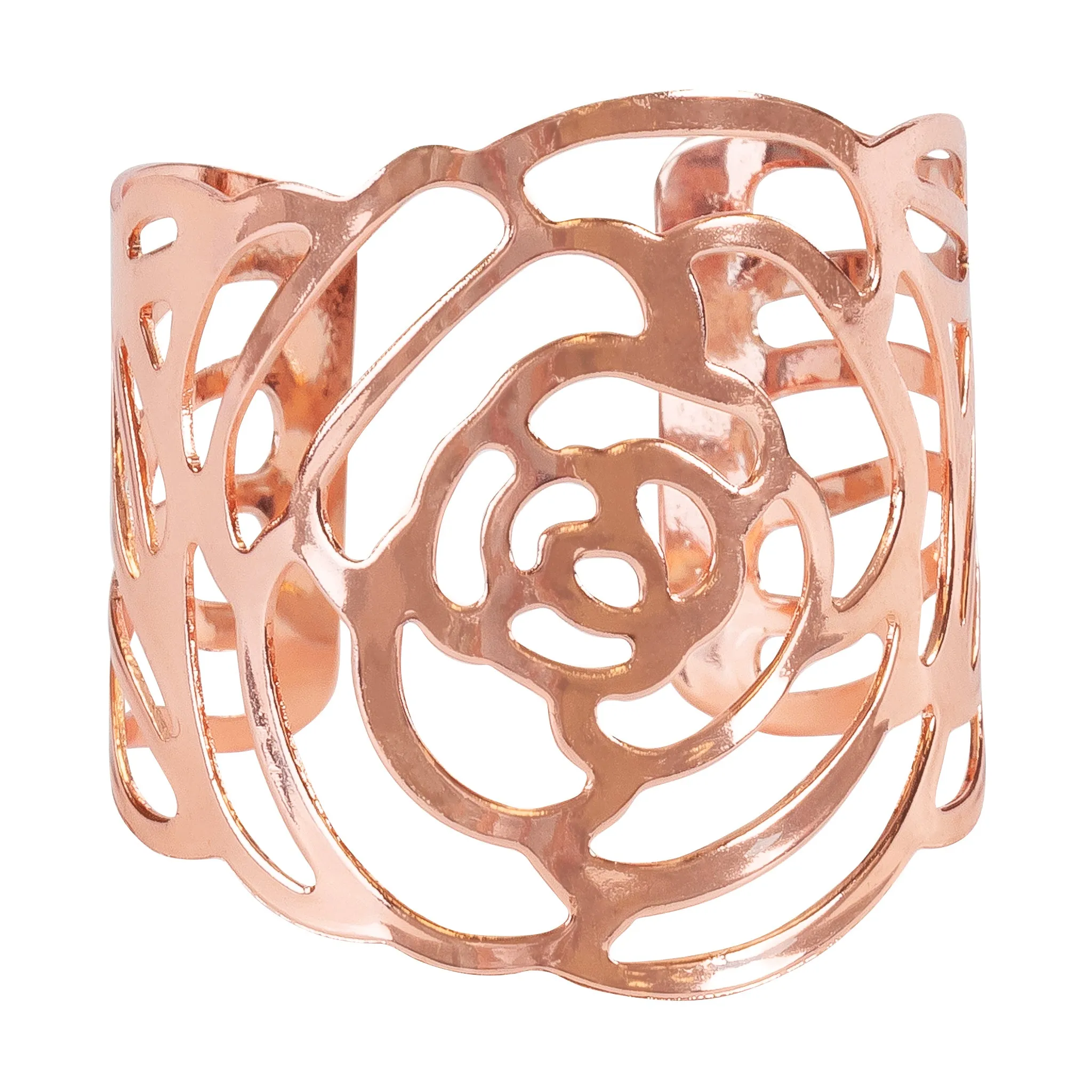 Laser Cut Rose Metal Napkin Ring - Blush/Rose Gold