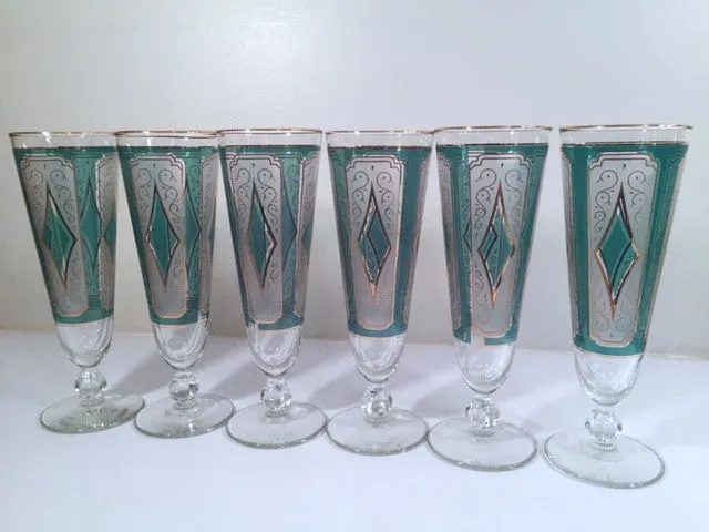 Libbey Mid-Century Emerald Champagne/ Pilsner Glasses (Set of 6)