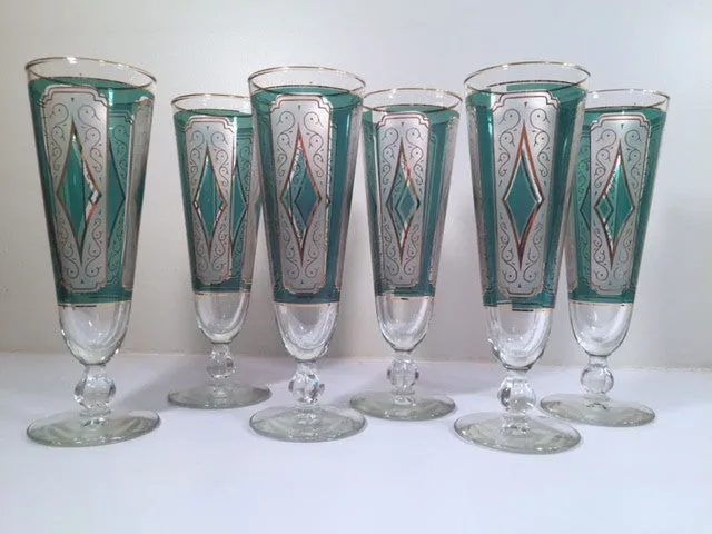 Libbey Mid-Century Emerald Champagne/ Pilsner Glasses (Set of 6)