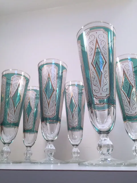 Libbey Mid-Century Emerald Champagne/ Pilsner Glasses (Set of 6)