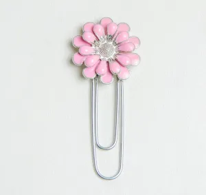 Light Pink Enamel Flower Planner Clip - Bookmark