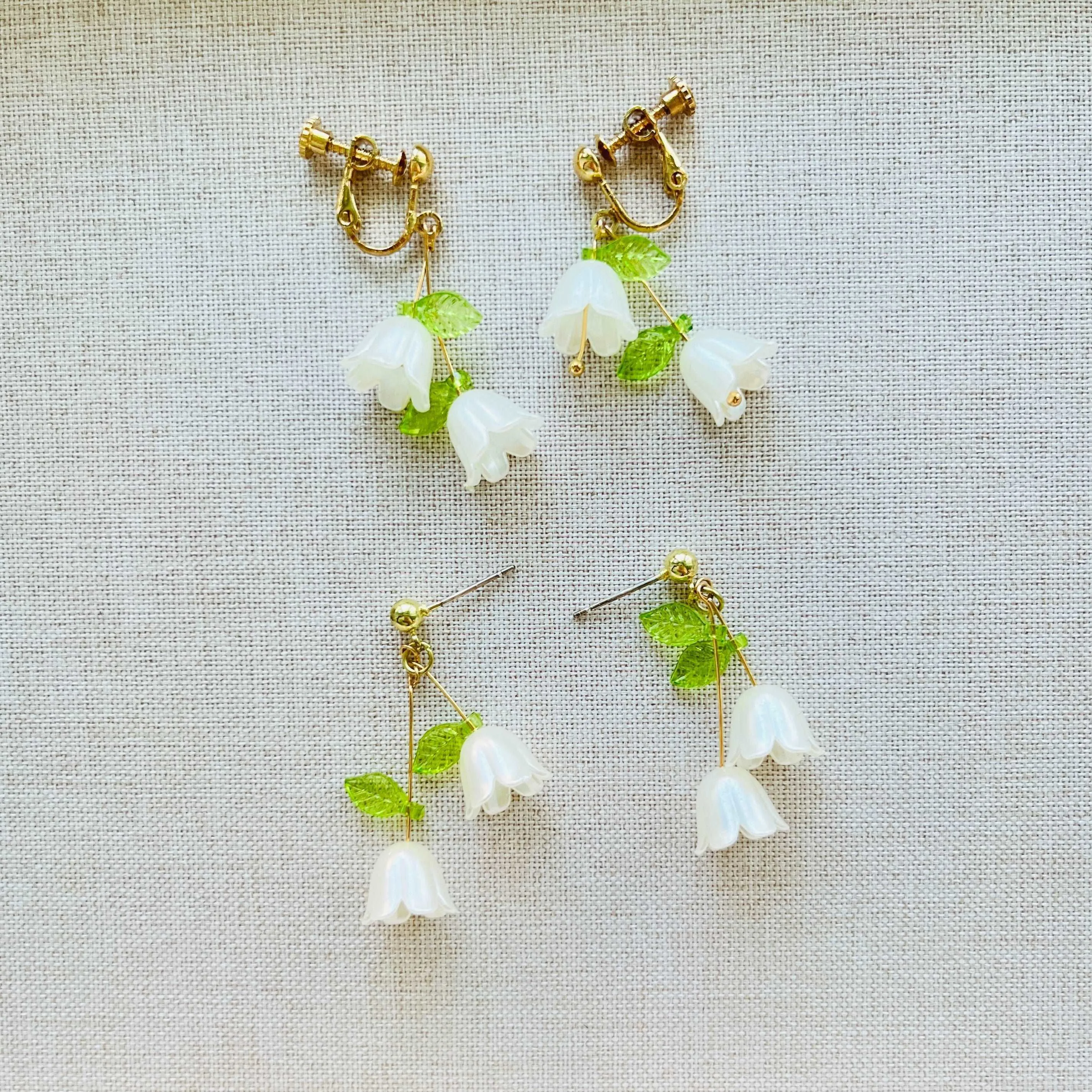 Lily of the Valley Stud Earrings / Clip On Earrings