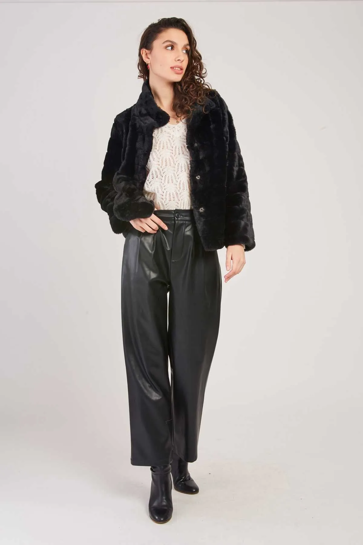 Lisette Faux Fur  Jacket - BLack