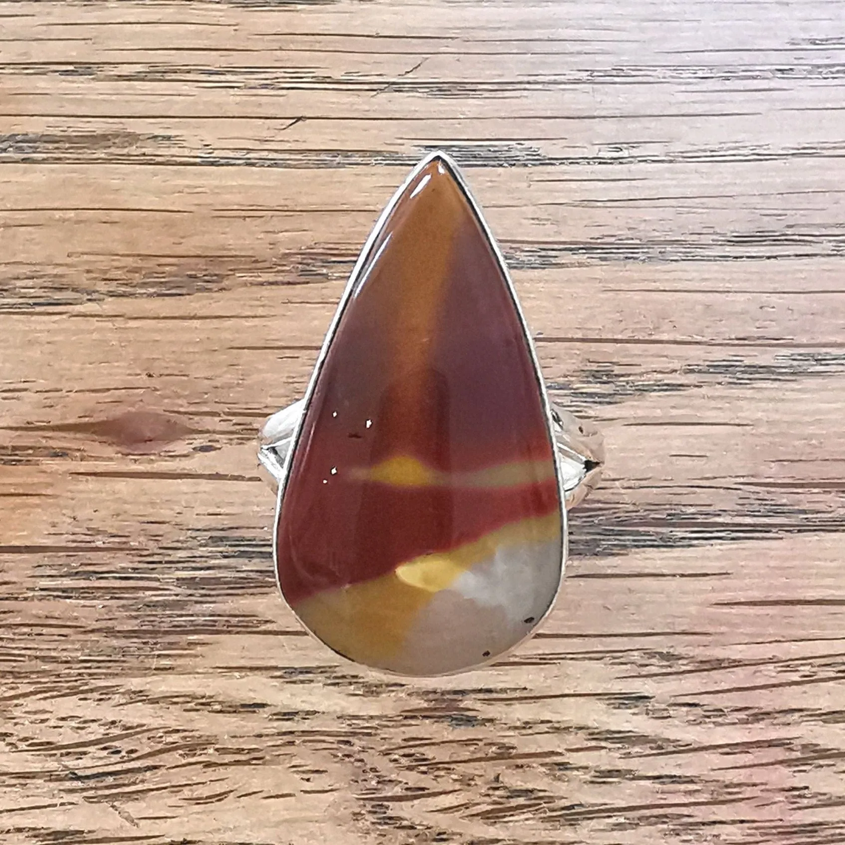 Mookaite Ring Sterling Silver Teardrop Size T