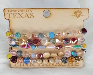 Multi-color beads, stones, and bling bracelets