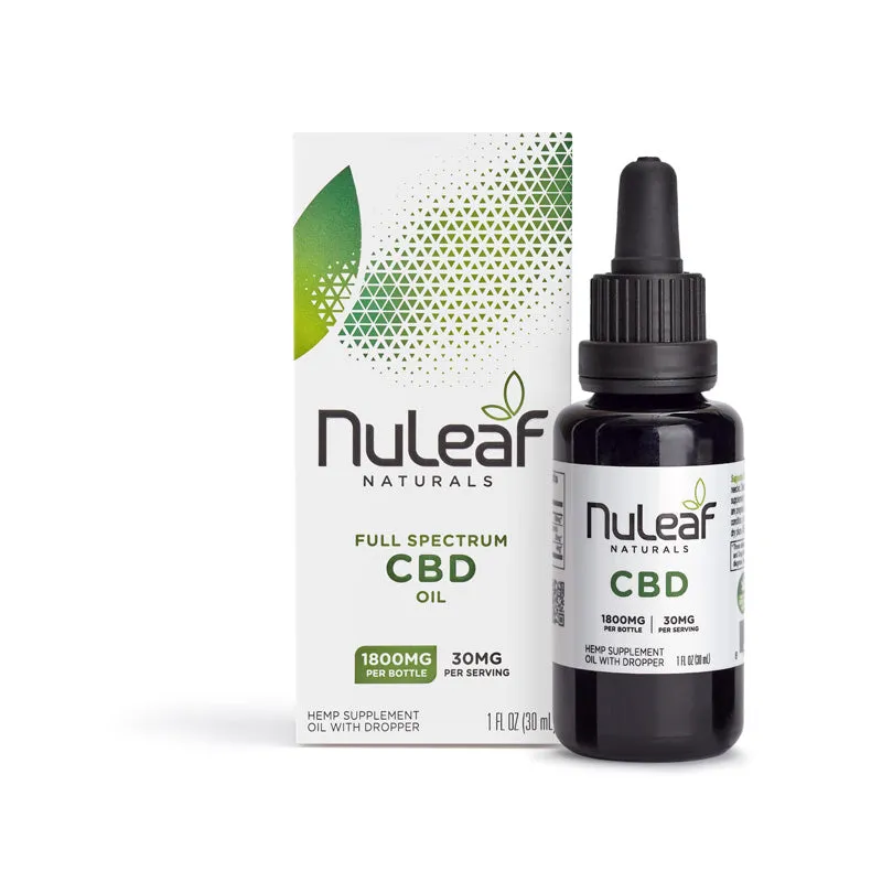 NuLeaf Organic Full Spectrum Hemp Oil 60mg/ml for People. 5ml and 15ml and 30ml