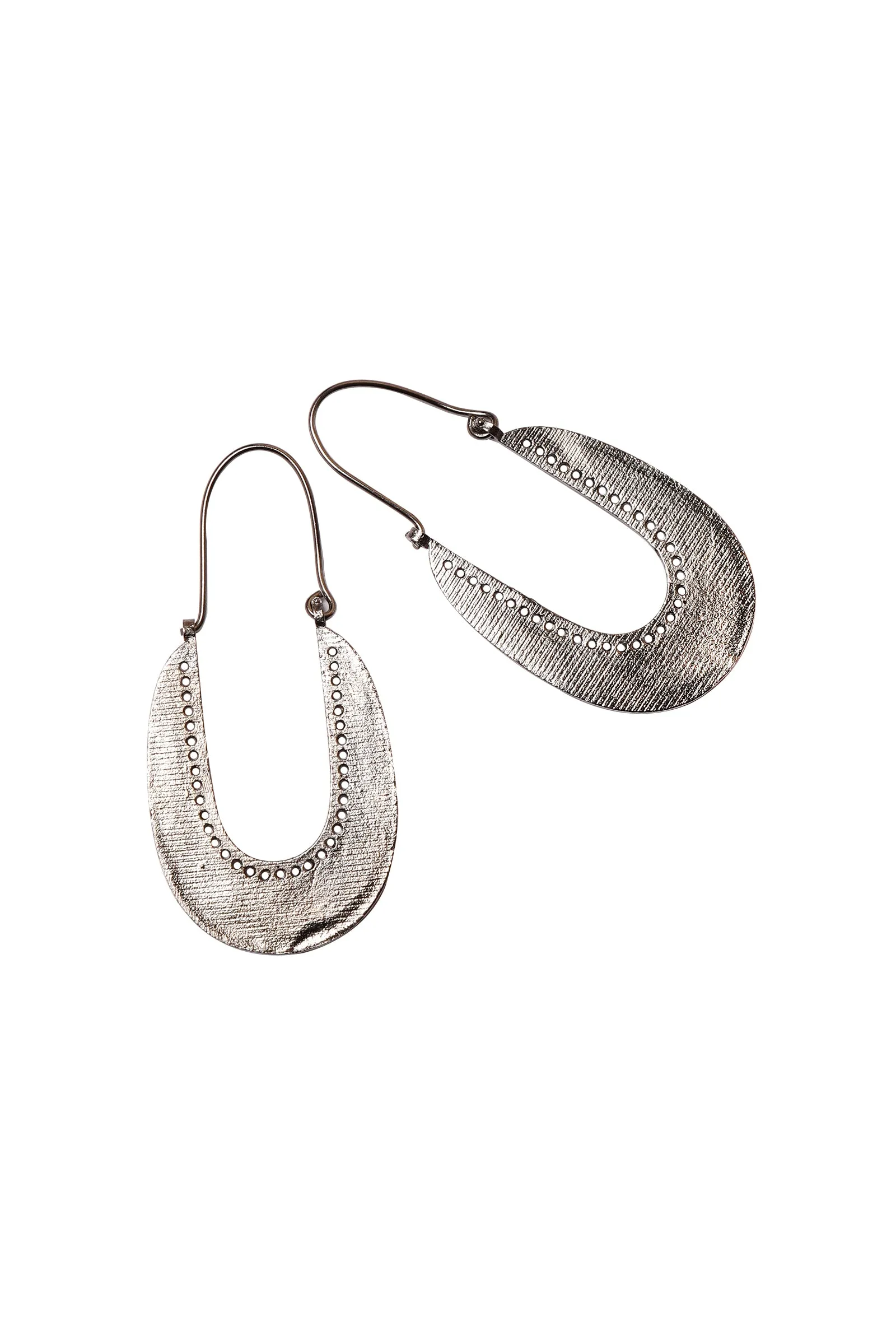 Oval Metallic Silver plated Statement Hoop Earrings