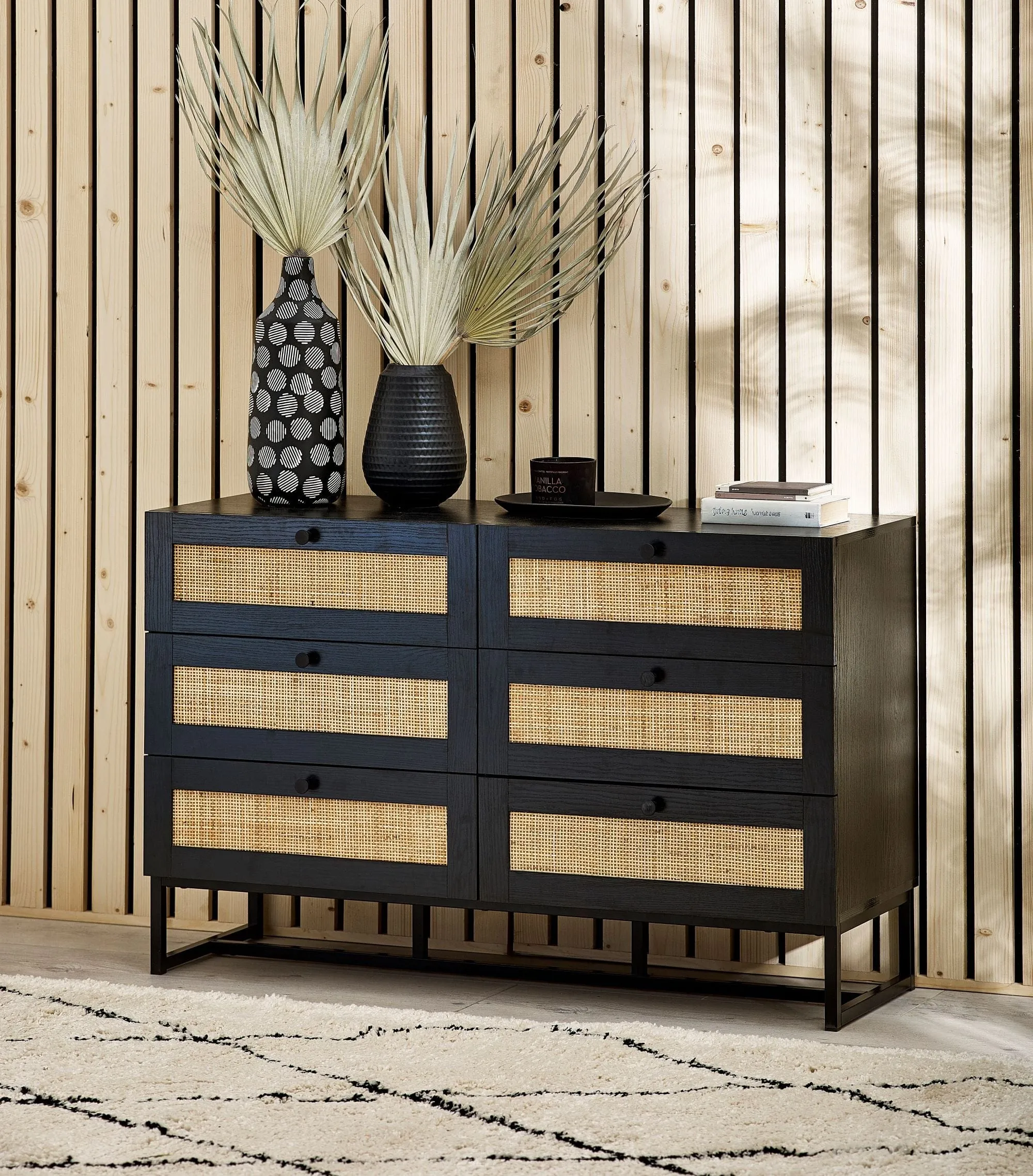 Padstow 6 Drawer Chest - Black