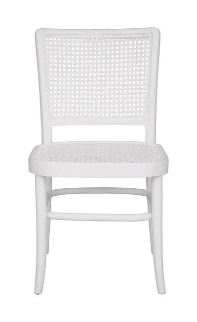 Palm Rattan Dining Chair White Matt Finish