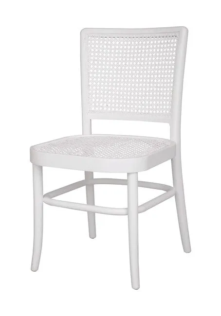 Palm Rattan Dining Chair White Matt Finish