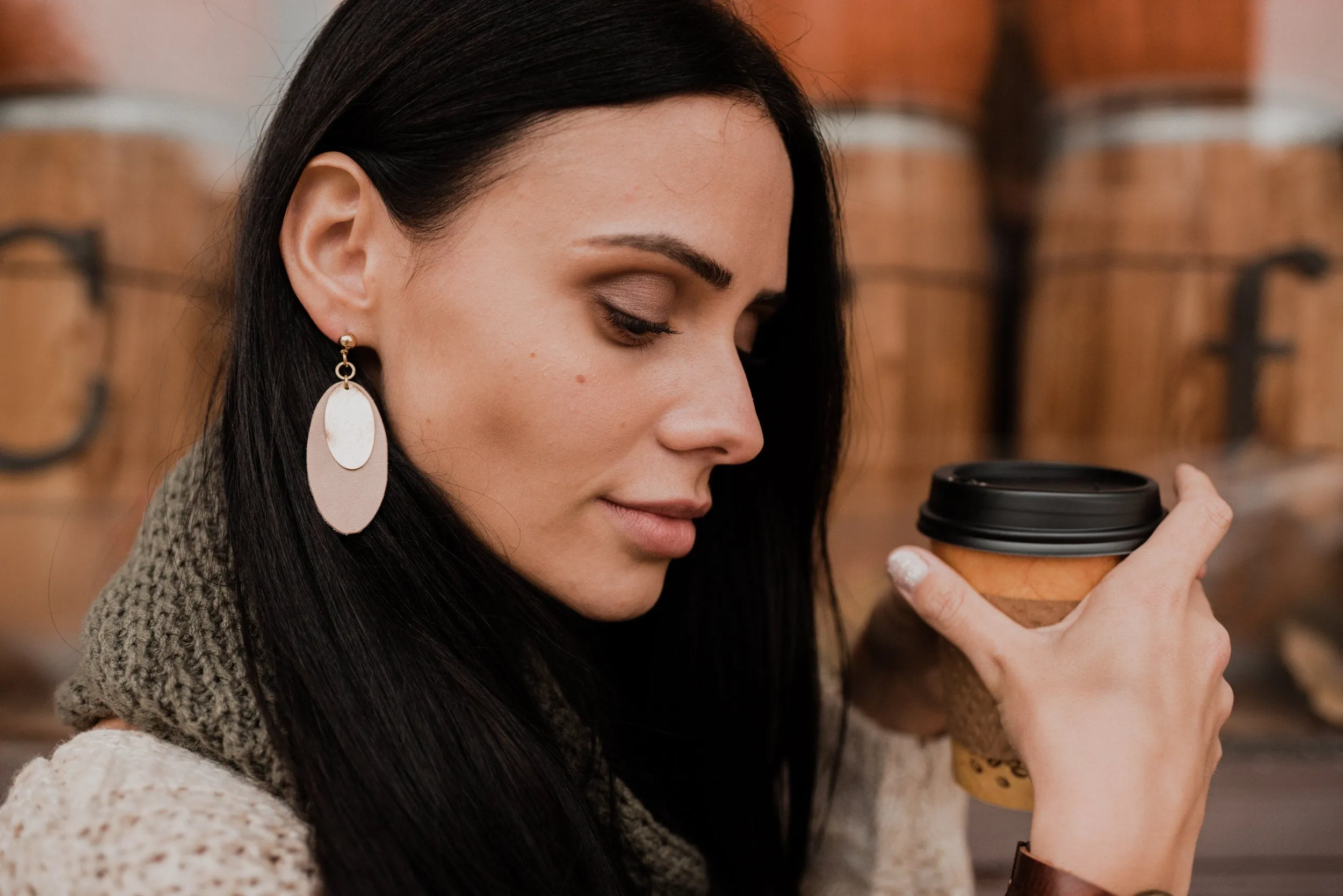 Pastel Leather Big Stud Earrings - Long Stud Earrings