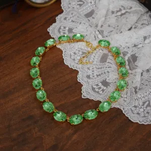 Peridot Green Riviere Necklace - Large Oval