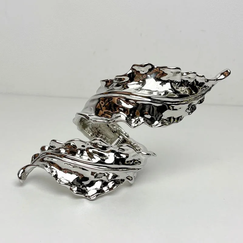 Pre Order:  Retro Metal Leaf Spiral Open Bracelet