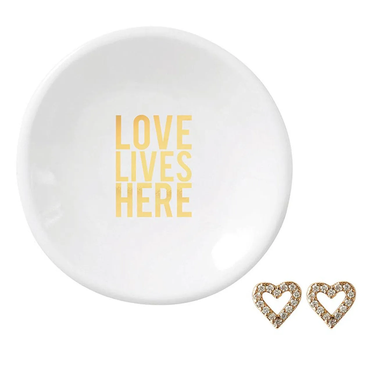 "Love Lives Here" Earrings & Tray Set