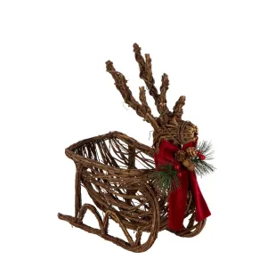 Randolph Rattan Sleigh with Red Velvet Bow