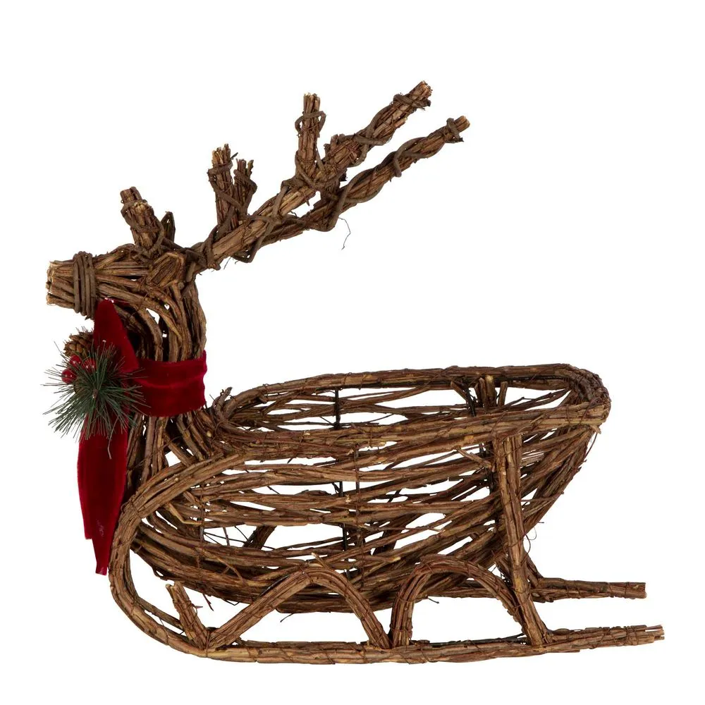 Randolph Rattan Sleigh with Red Velvet Bow