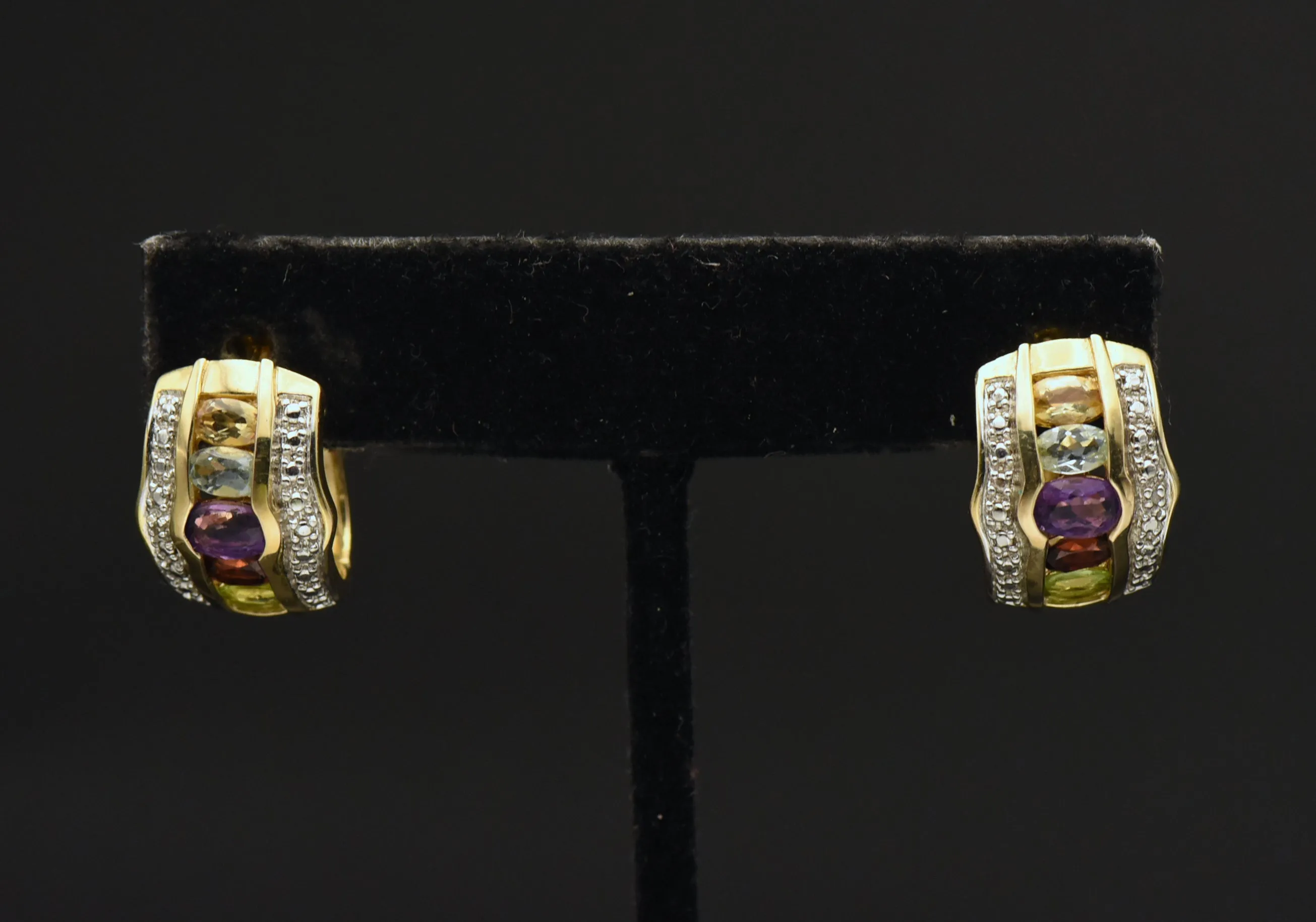 Ross-Simons - Vintage Vermeil Multi Gem Huggie Earrings