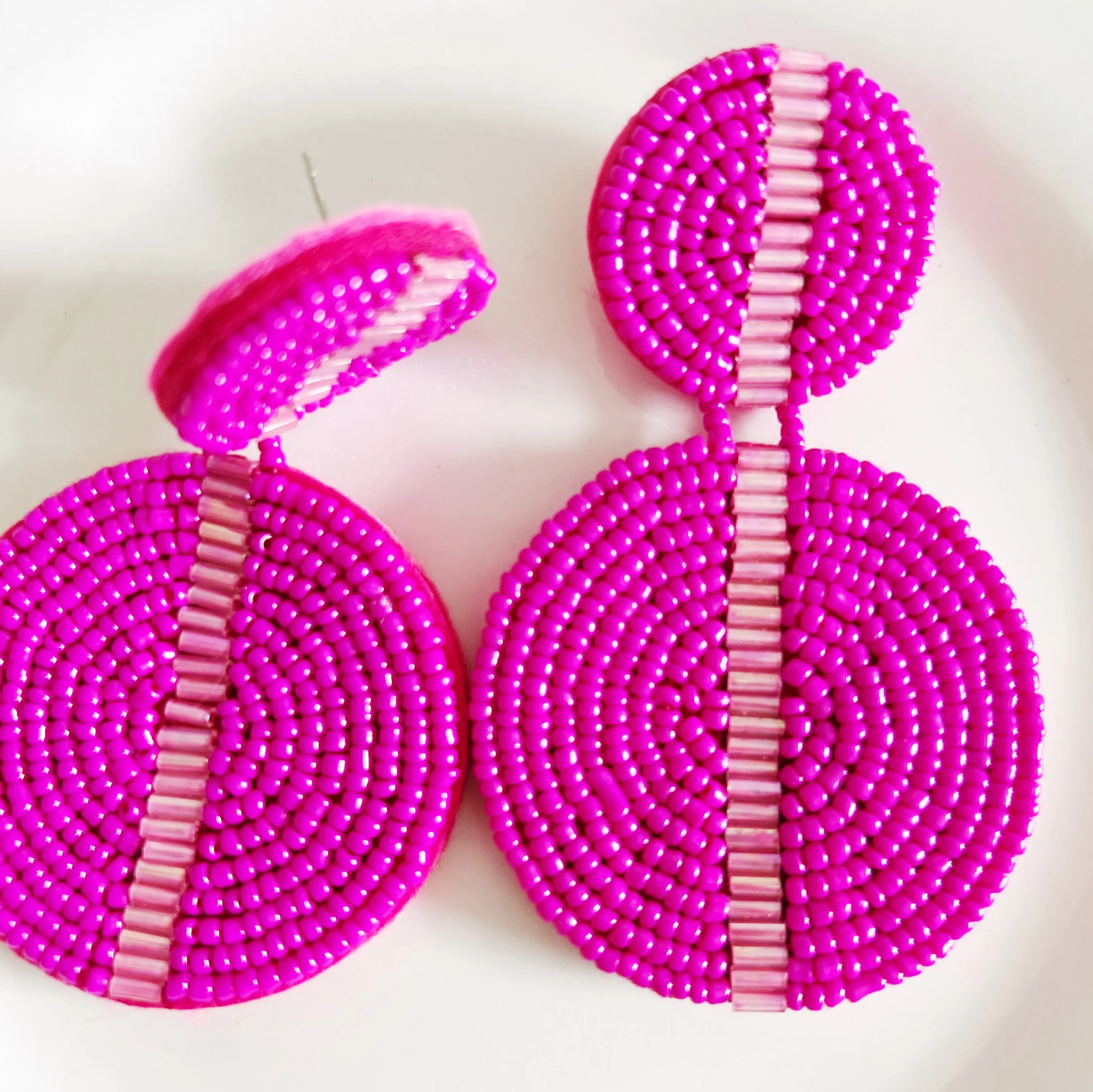 Round Drop Seed Bead Earrings